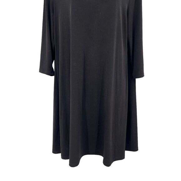 Chico Dress Women's Size 2 Black Stretchy Scoop Neck 3/4 Sleeve Mini Relaxed - Picture 4 of 13
